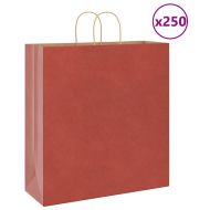 Хартиени торбички 250 бр с дръжки червени 45x17x48 см