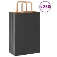 Хартиени торбички 250 бр с дръжки черни 21x11x31 см