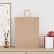 Хартиени торбички 50 бр с дръжки кафяви 32x12x42 см