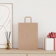 Хартиени торбички 250 бр с дръжки кафяви 26x12x35 см