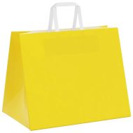 Хартиени торбички 250 бр с дръжки жълти 32x22x24 см