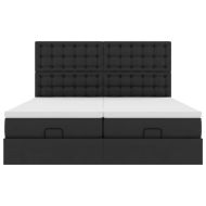 Османска легло с матраци, черно, 180x200 см, изкуствена кожа