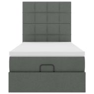 Османска легло с матрак, тъмносиво, 90x200 см, плат