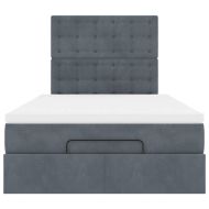 Османска легло с матраци, тъмносиво, 120x190 см, кадифе