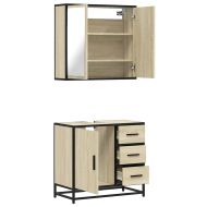 Комплект мебели за баня от 2 части, дъб сонома, инженерно дърво