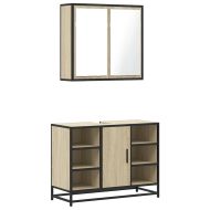 Комплект мебели за баня от 2 части, дъб сонома, инженерно дърво