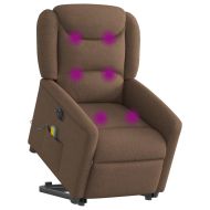 Електрически изправящ масажен реклайнер стол кафяв текстил