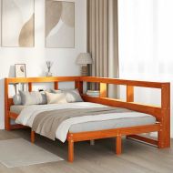 Легло с етажерка за книги, без матрак, 135x190 см, бор масив