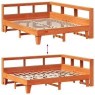 Легло с етажерка за книги, без матрак, 150x200 см, бор масив