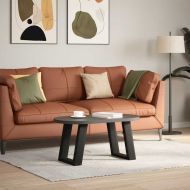 Крака за масичка за кафе, U-образни, 2 бр., черни, 38 x (42-43) см, стомана