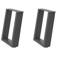 Крака за масичка за кафе, U-образни, 2 бр., антрацит, 38 x (42-43) см, стомана