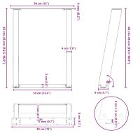 Крака за масичка за кафе, U-образни, 2 бр., антрацит, 38 x (42-43) см, стомана