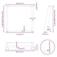 Крака за трапезна маса, U-образни, 2 бр., бели, 80x(72-73) см, стомана