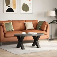 Крака за масичка за кафе, X-образни, 2 бр., черни, 50 x (42-43) см, стомана