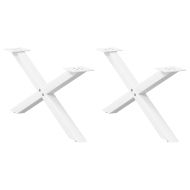 Крака за масичка за кафе, X-образни, 2 бр., бели, 70 x (30-31) см, стомана