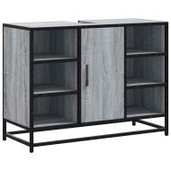 Шкаф за мивка за баня, сив сонома, 80x33x60 см, инженерно дърво