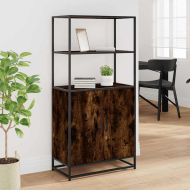 Висока етажерка опушен дъб 68x35x139cm Обработено дърво и метал