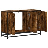 Шкаф за мивка в банята опушен дъб 90x33x60 cm