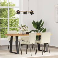 Трапезни столове, 4 бр, кремави, кадифе