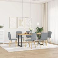 Трапезни столове, 6 бр, светлосиви, плат
