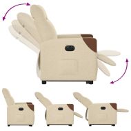 Електрически изправящ реклайнер стол, кремав, текстил