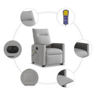 Електрически изправящ масажен реклайнер стол облачносив текстил