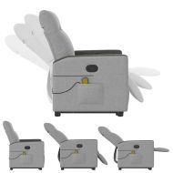 Изправящ масажен реклайнер стол, облачно сив, текстил