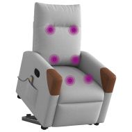 Изправящ масажен реклайнер стол, облачно сив, текстил