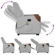 Изправящ масажен реклайнер стол, облачно сив, текстил