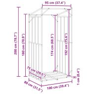 vidaxL Стойка за дърва за огрев с дъждобран, 100x80x200 см