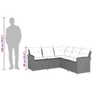 Комплект Г-образно канапе с възглавници сив полиратан