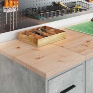 Гаражен шкаф за съхранение, бетонно сив, 30x51x85 см, бор масив