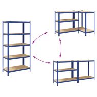 Стелажи с 5 рафта, 2 бр, сини, стомана и инженерно дърво