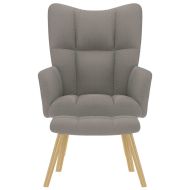 Релаксиращ стол с табуретка, таупе, текстил