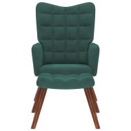 Релаксиращ фотьойл с табуретка, тъмнозелен кадифе