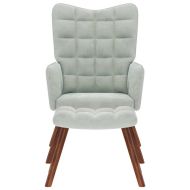 Релаксиращ фотьойл с табуретка, светлосив кадифе