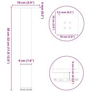 Крака за масичка за кафе, 4 бр., естествена стомана, 30-32 см, стомана