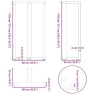 Крака за бар маса, Т-образни, 2 бр., черни, 60x35x(110-111) см, стомана