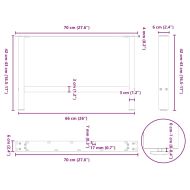 Крака за масичка за кафе, бели, 2 бр., 70 x (42-43) см, стомана