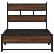 Метална рамка за легло без матрак Кафяв дъб 75x190 cm