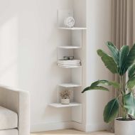 Стенен ъглов рафт, бял, 32x32x127,5 см, ПДЧ