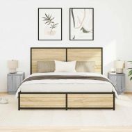 Нощни шкафчета с LED осветление 2 бр. сиво Сонома 38x34x50 см