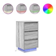 Нощен шкаф с LED осветление Grey Sonoma 38x34x65 cm