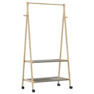 vidaXLL Стелаж за дрехи с рафтове и колела 96x45,5x155,5 cm Бамбук