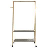 vidaXLL Стелаж за дрехи с рафтове и колела 96x45,5x155,5 cm Бамбук