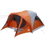 Семейна палатка тунелна 6 местна сиво-оранжева водоустойчива