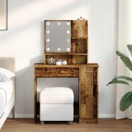 Тоалетка с LED Старо дърво 86,5x35x136 cm