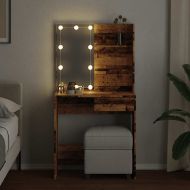 Тоалетка с LED Старо дърво 74,5x40x141 cm