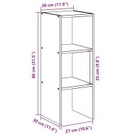 Стелаж за книги с възможност за подреждане в бяло 30x30x80 cm
