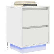 Нощно шкафче с LED осветление бяло 38x34x50 cm